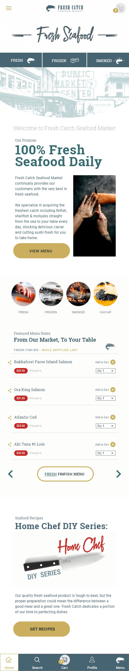 Seafood Market App Home Page Design