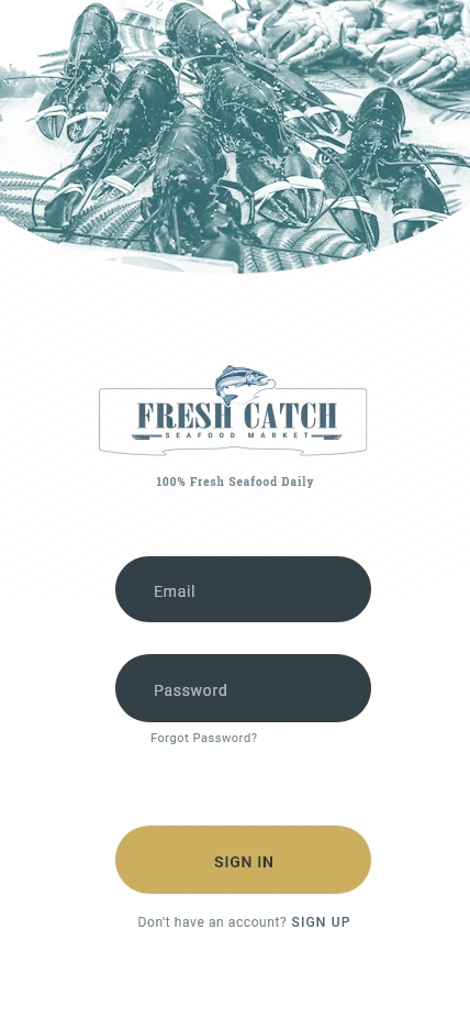 Seafood Market Brand Identity App Design Login Page