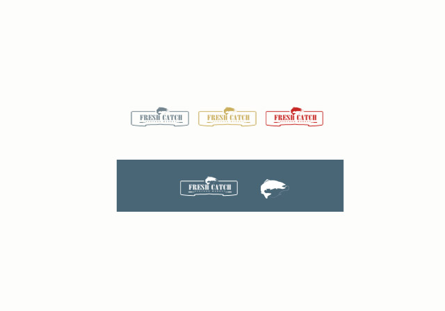 Seafood Market Brand Identity Small Logos and Color Variations