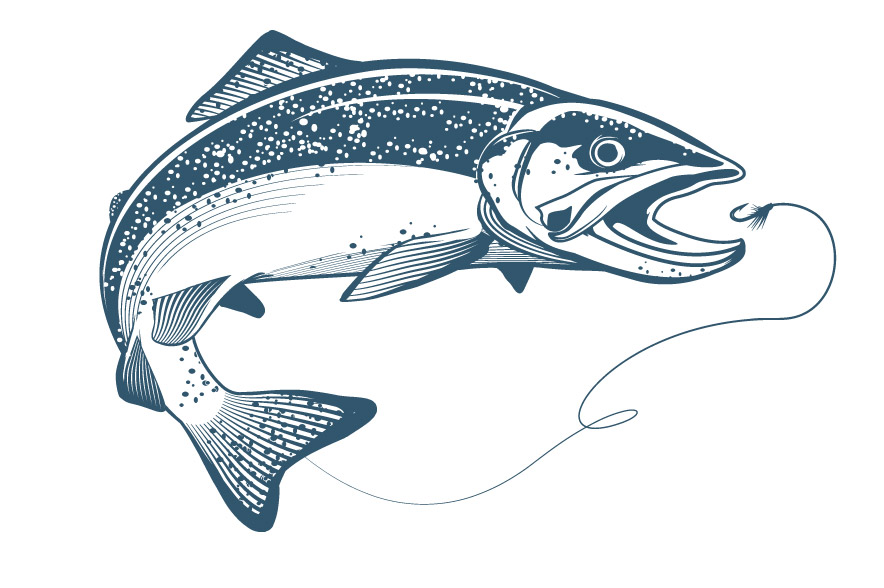 Seafood Market Brand Identity Cutthroat Trout Digital Vector Illustration